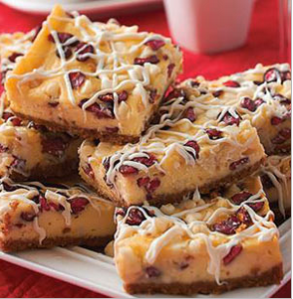 Sandra Lee_White Chocolate Cranberry Cream Cheese Bars with Cheesecake Icing Drizzle Recipe